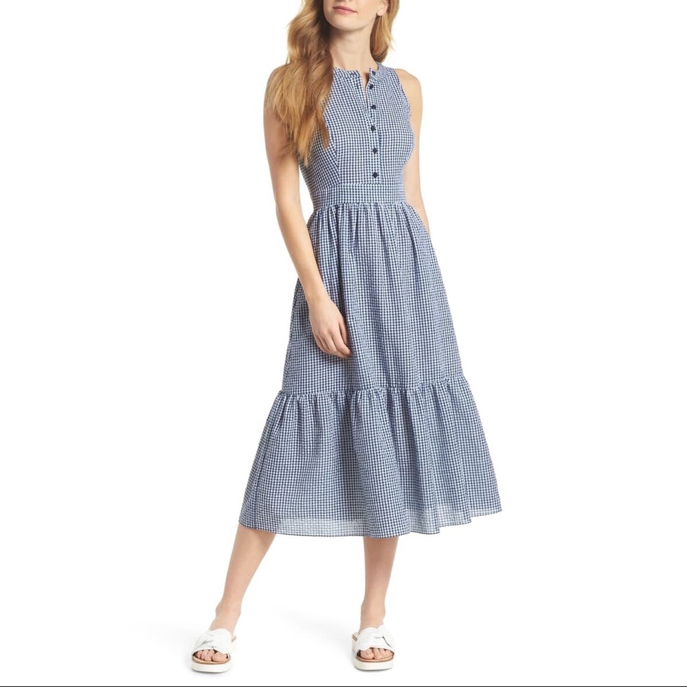 Gal Meets Glam Ardith Gingham Midi Dress